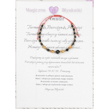 Bransoletka celebrytka czarny TURMALIN BURSZTYN HEMATYT ochrona i szczęście